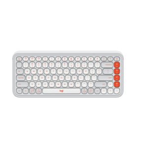 Logitech POP Icon Keys Compact Wireless Bluetooth Keyboard Off White & Orange